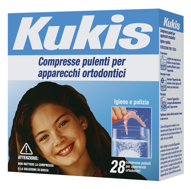 KUKIS CLEANSER 28 COMPRESSE PER PULIZIA APPARECCHI ORTODONTICI - Newepa Srl