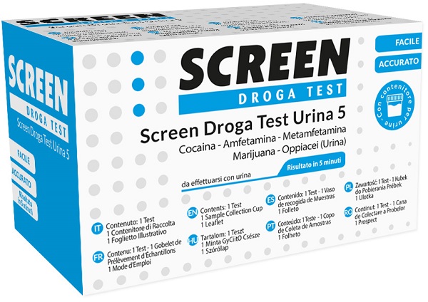SCREEN DROGA TEST 5 DROGHE TEST ANTIDROGA CON CONTENITORE URINA - Newepa Srl