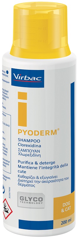 PYODERM SHAMPOO CLOREXIDINA PURIFICA E DETERGE CANE E GATTO 200 ML - Newepa Srl