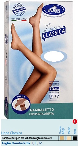 SAUBER GAMBALETTO OPEN TOE MAGLIA MICRORETE 70 DEN COLORE NEUTRO BEIGE TAGLIA 3 LINEA CLASSICA - Newepa Srl