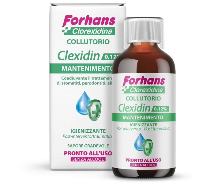 FORHANS COLLUTORIO CON CLOREXIDINA 0,12 CLEXIDIN SENZA ALCOOL 200 ML - Newepa Srl