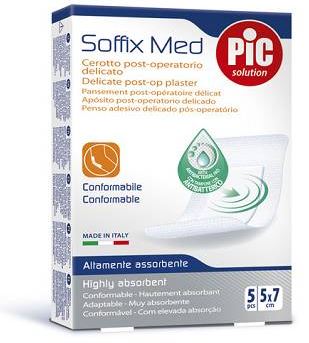 CEROTTO PIC SOFFIX MED IN TNT CON TAMPONE CENTRALE ASSORBENTE STERILE MONOUSO 5X7 CM ANTIBATTERICO 5 PEZZI - Newepa Srl