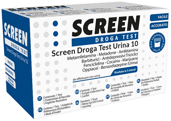 SCREEN DROGA TEST 10 DROGHE TEST ANTIDROGA CON CONTENITORE URINA - Newepa Srl