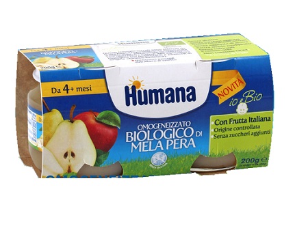 HUMANA OMOGENEIZZATO MELA/PERA BIO 2 VASETTI 100 G - Newepa Srl