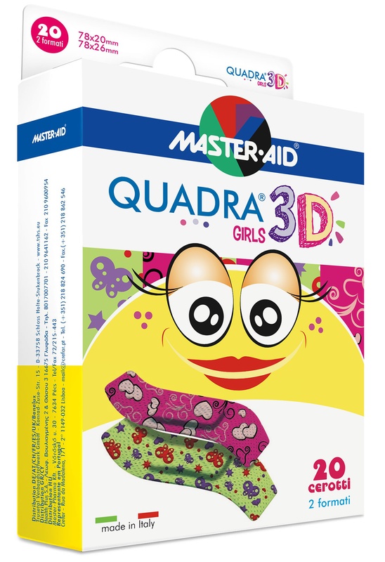 CEROTTO MASTER-AID QUADRA 3D GIRLS 20 PEZZI ASSORTITI - Newepa Srl