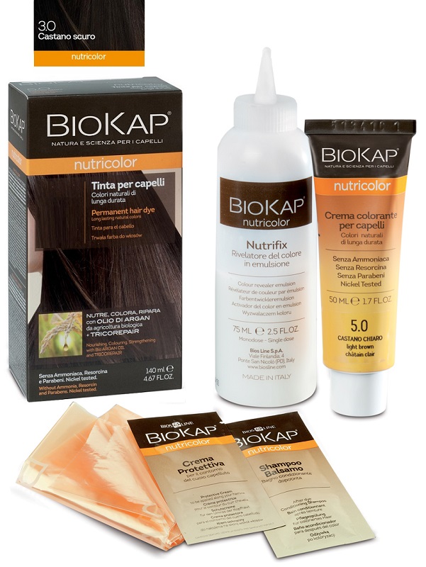 BIOKAP NUTRICOLOR 3,0 NEW CASTANO SCURO TINTA TUBO + FLACONE - Newepa Srl