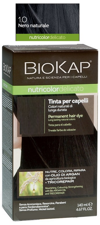 BIOKAP NUTRICOLOR DELICATO 1,0 NERO NATURALE TINTA TUBO + FLACONE - Newepa Srl