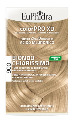 EUPHIDRA COLORPRO XD 900 BIONDO CHIARISSIMO GEL COLORANTE CAPELLI IN FLACONE + ATTIVANTE + BALSAMO + GUANTI - Newepa Srl