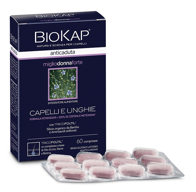 BIOKAP ANTICADUTA MIGLIO DONNA FORTE CON TRICOFOLTIL 60 COMPRESSE - Newepa Srl