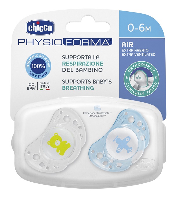 CHICCO SUCCHICCO AIR BOY SILICONE 0-6 MESI 2 PEZZI - Newepa Srl