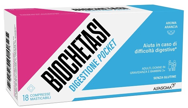 BIOCHETASI DIGESTIONE POCKET 18 COMPRESSE MASTICABILI - Newepa Srl