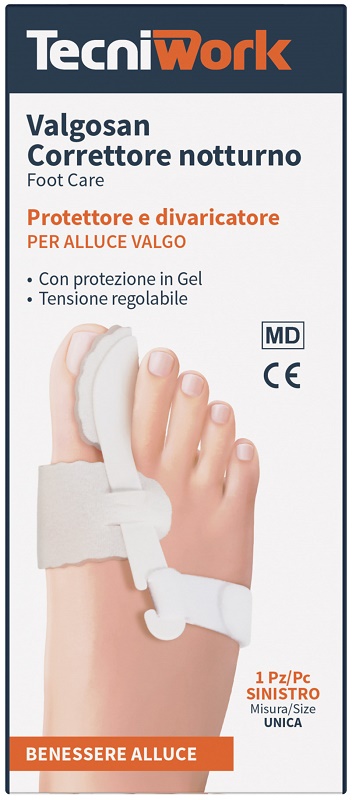 CORRETTORE NOTTURNO PER ALLUCE VALGO SINISTRO MISURA UNICA VALGOSAN 1 PEZZO - Newepa Srl