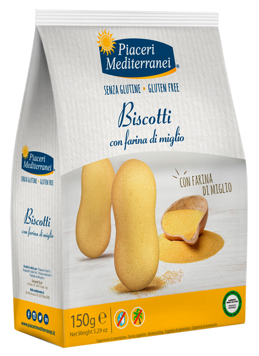 PIACERI MEDITERRANEI BISCOTTI FARINA DI MIGLIO 150 G - Newepa Srl