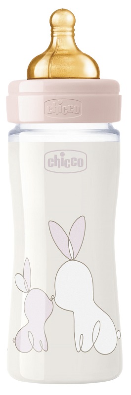 CHICCO BIBERON ORIGINAL 240ML VETRO 1 FORO 1 FORO GIRL CON TETTARELLA IN CAUCCIU' - Newepa Srl