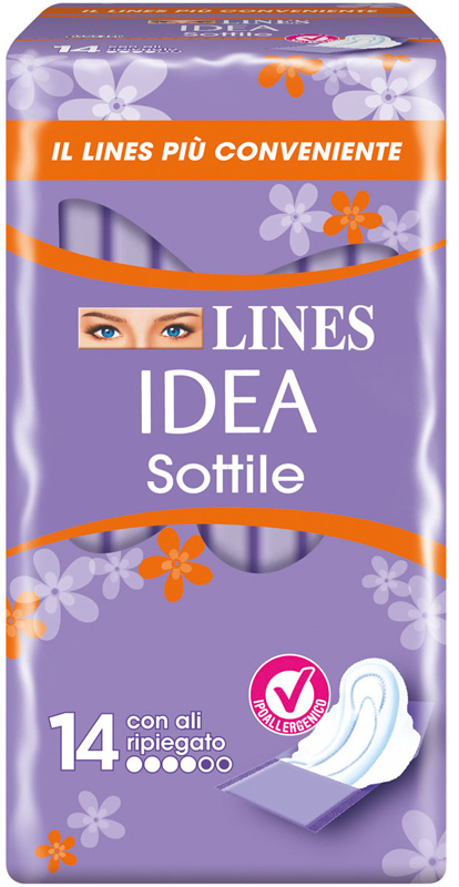 LINES IDEA ASSORBENTE SOTTILE RIPIEGATO CON ALI 14 PEZZI - Newepa Srl