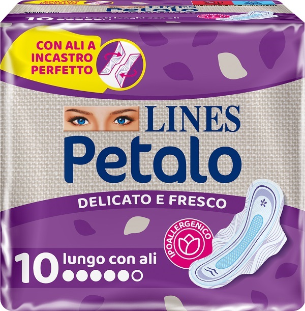 LINES PETALO BLU ASSORBENTE LUNGO CON ALI 10 PEZZI - Newepa Srl