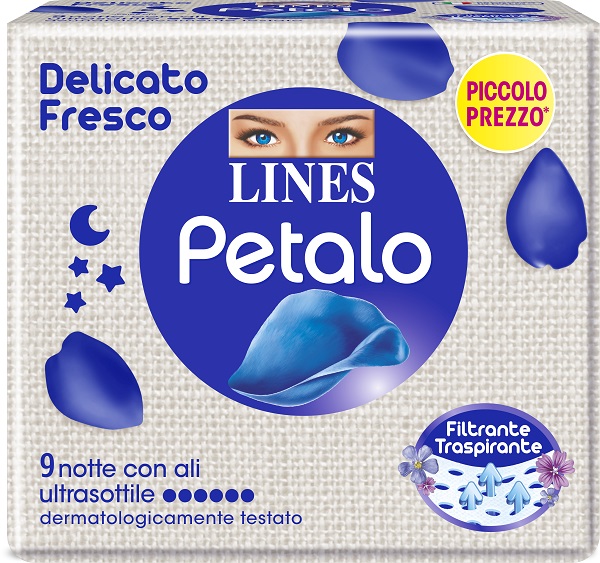 LINES PETALO BLU ASSORBENTE NOTTE 9 PEZZI - Newepa Srl