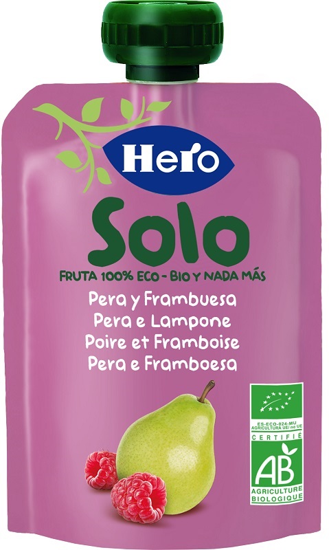 HERO SOLO FRUTTA FRULLATA 100% BIO PERA E LAMPONE 100 G - Newepa Srl