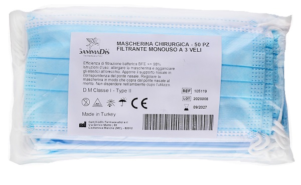 MASCHERINA CHIRURGICA 50 PEZZI GAMMADIS - Newepa Srl