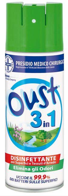 OUST 3 IN 1 DISINFETTANTE PER SUPERFICI E TESSUTI D'ARREDO 400 ML - Newepa Srl