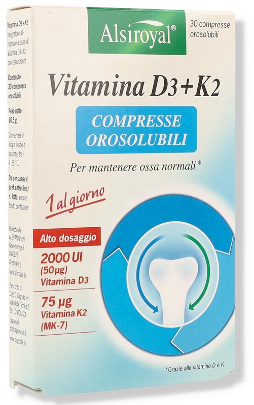 ALSIROYAL VITAMINA D3+K2 30 COMPRESSE OROSOLUBILI - Newepa Srl