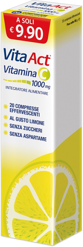 VITA ACT VITAMINA C 1000MG 20 COMPRESSE EFFERVESCENTI LIMONE - Newepa Srl