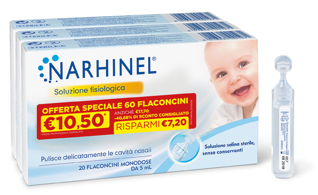 SOLUZIONE FISIOLOGICA NARHINEL 3 PACK PROMO 2022 DA 20 FLACONCINI DA 5 ML - Newepa Srl