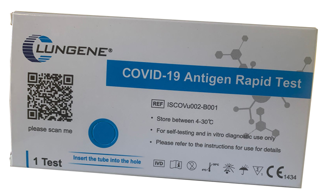 TEST ANTIGENICO RAPIDO COVID-19 CLUNGENE AUTODIAGNOSTICO DETERMINAZIONE QUALITATIVA ANTGENI SARS-COV-2 IN TAMPONI NASALI MEDIANTE IMMUNOCROMATOGRAFIA - Newepa Srl